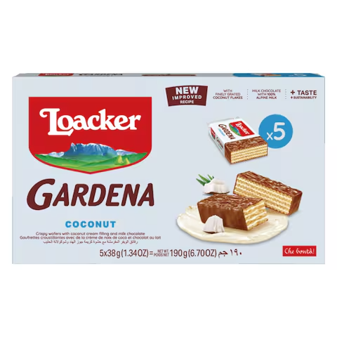 Loacker Gardena With Coconut Cream Filling And Milk Chocolate 38G 5 Pieces