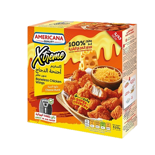 Americana Xtreme Boneless Chicken Wings With Cheese 320 Gm 