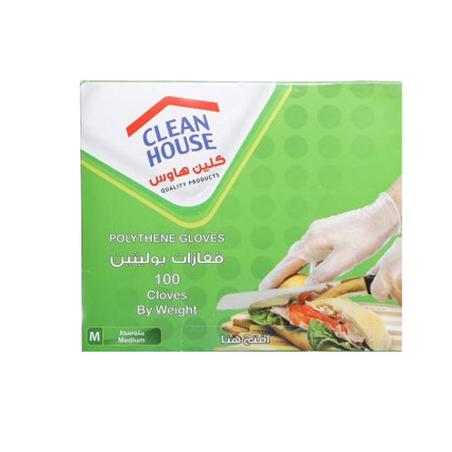 Clean House Polythene Gloves 100 Pieces Large 