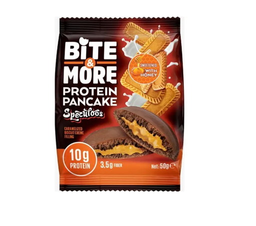Bite & More Protein Pancake Brown Bread Caramelized Biscuit Filling With Honey 